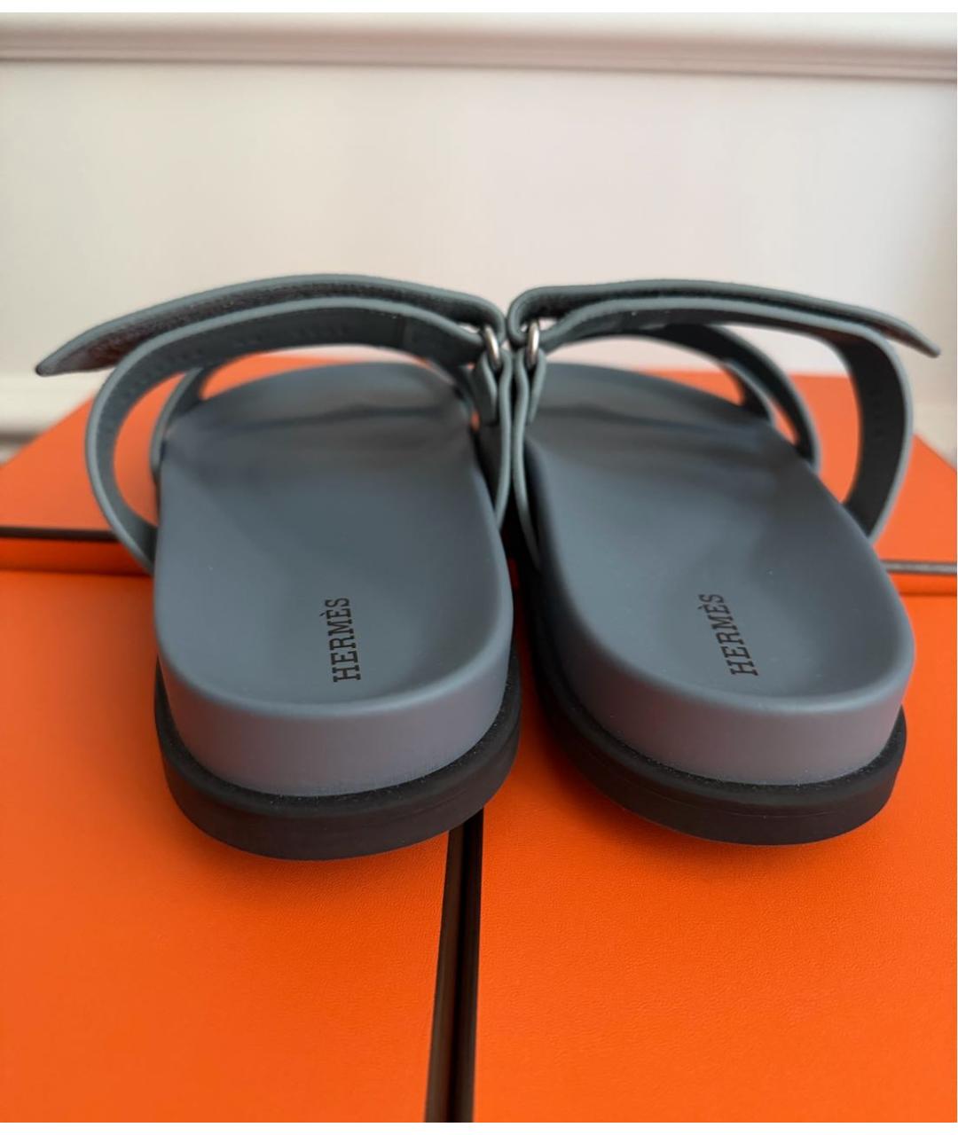HERMES Синие замшевые шлепанцы, фото 4