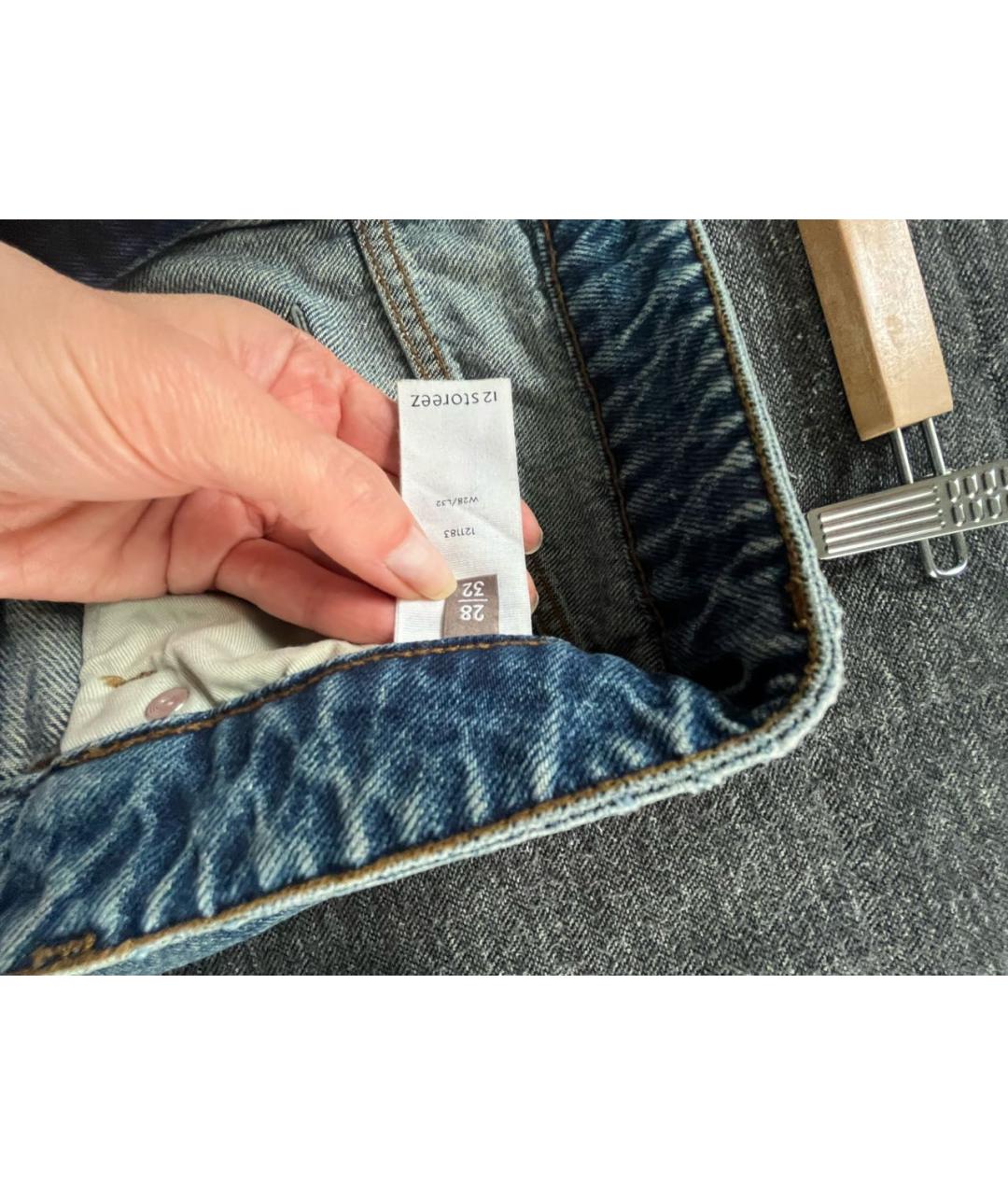 12 STOREEZ Синие хлопковые прямые джинсы, фото 6