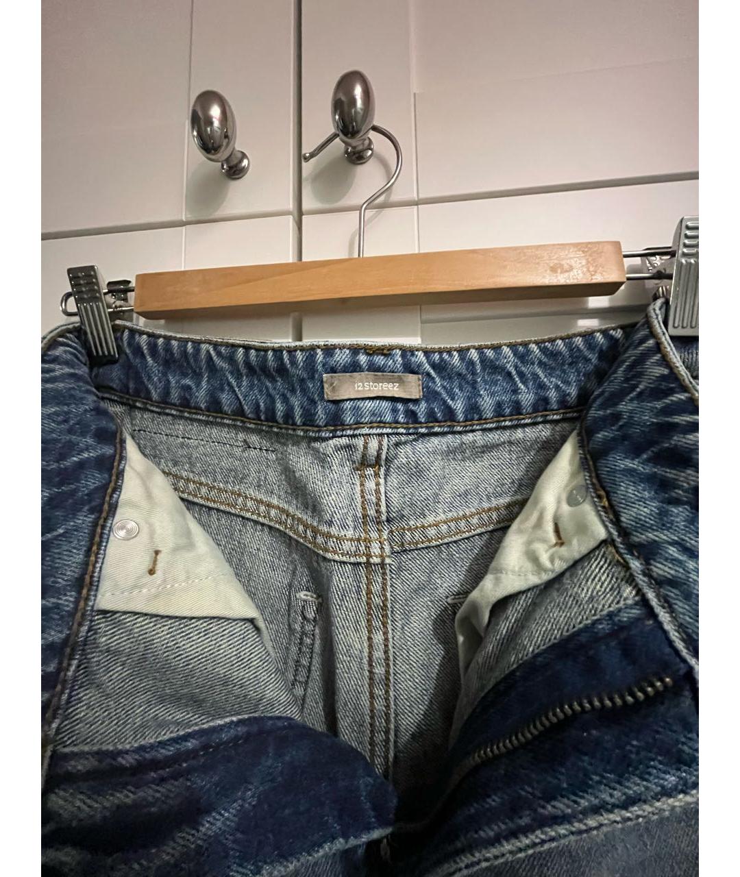12 STOREEZ Синие хлопковые прямые джинсы, фото 3