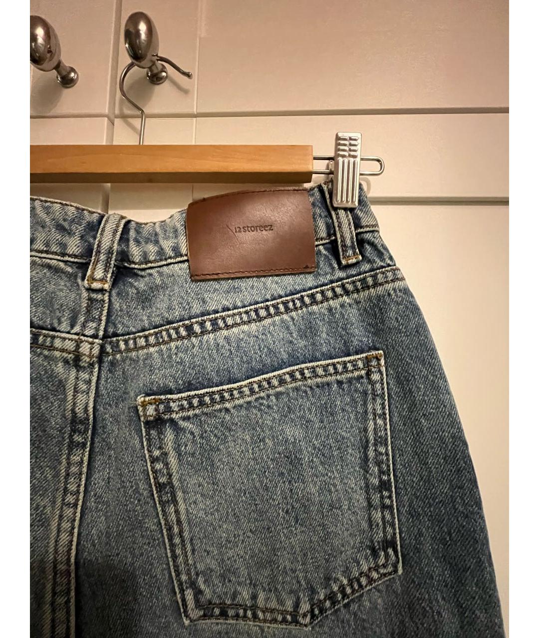 12 STOREEZ Синие хлопковые прямые джинсы, фото 4