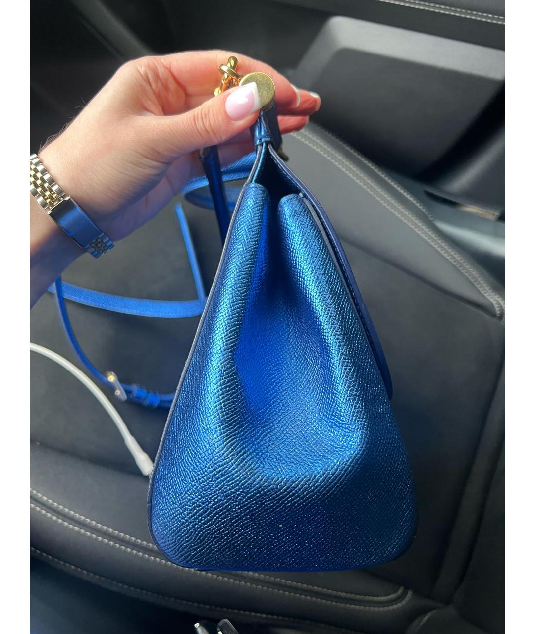 DOLCE&GABBANA Синяя кожаная сумка с короткими ручками, фото 2