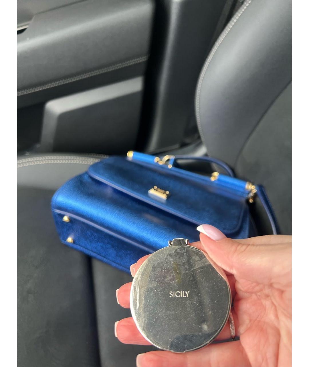 DOLCE&GABBANA Синяя кожаная сумка с короткими ручками, фото 6