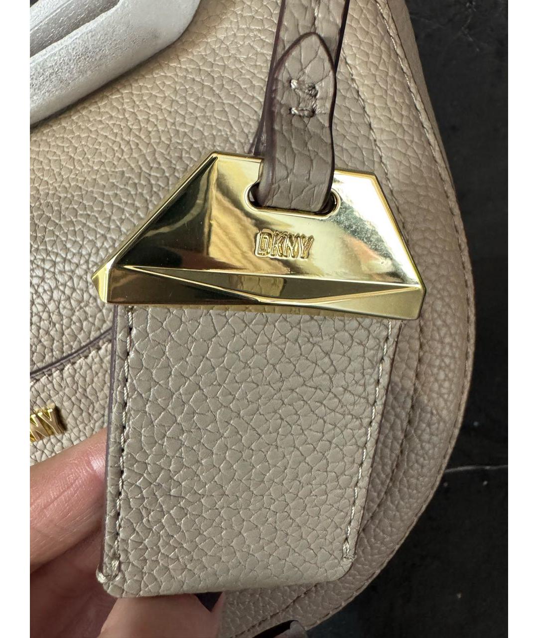 DKNY Бежевая кожаная сумка через плечо, фото 8
