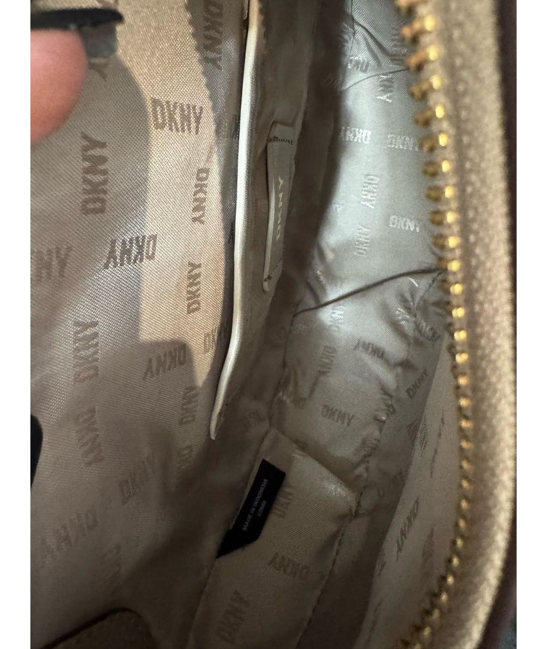 DKNY Бежевая кожаная сумка через плечо, фото 4