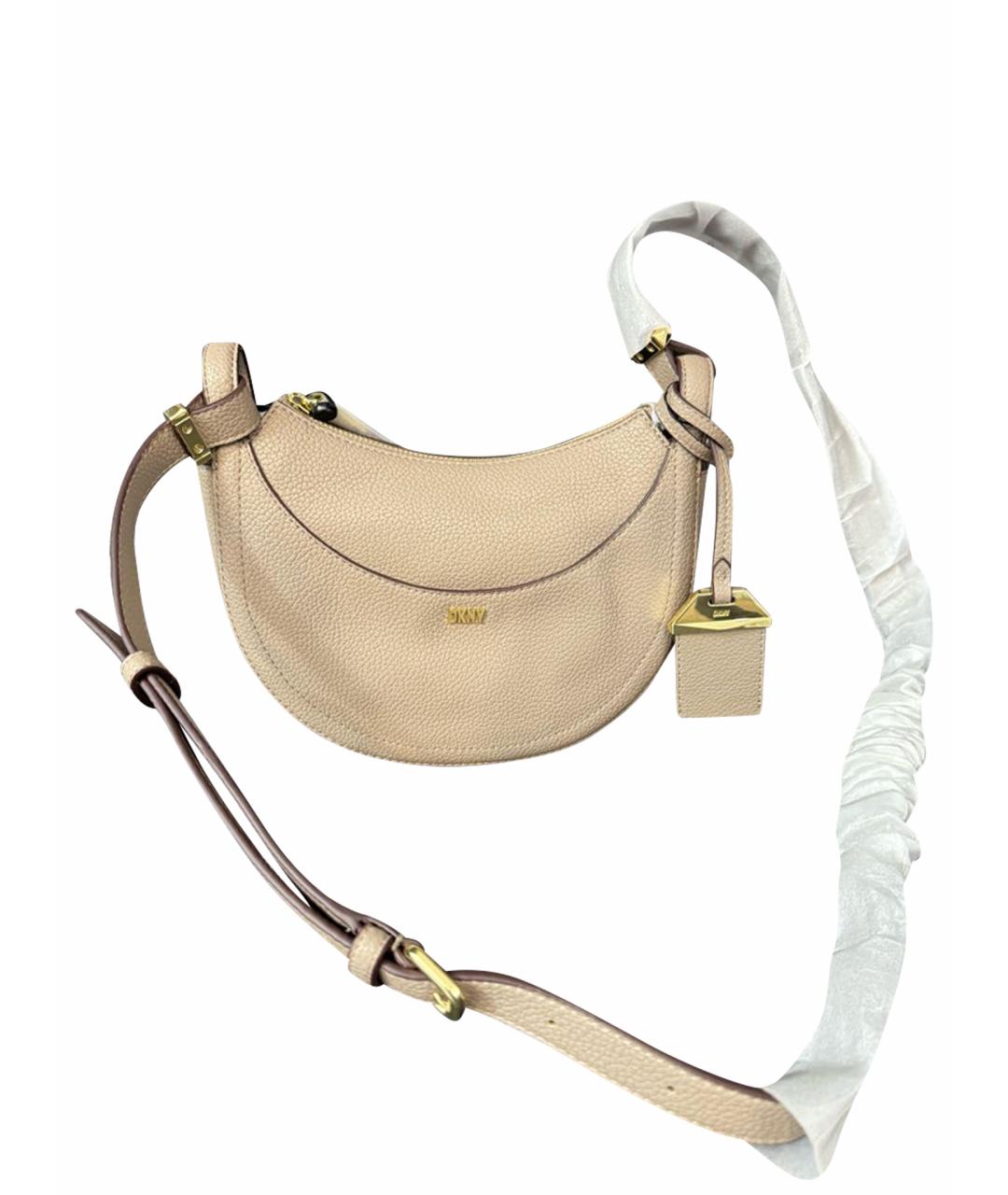 DKNY Бежевая кожаная сумка через плечо, фото 1