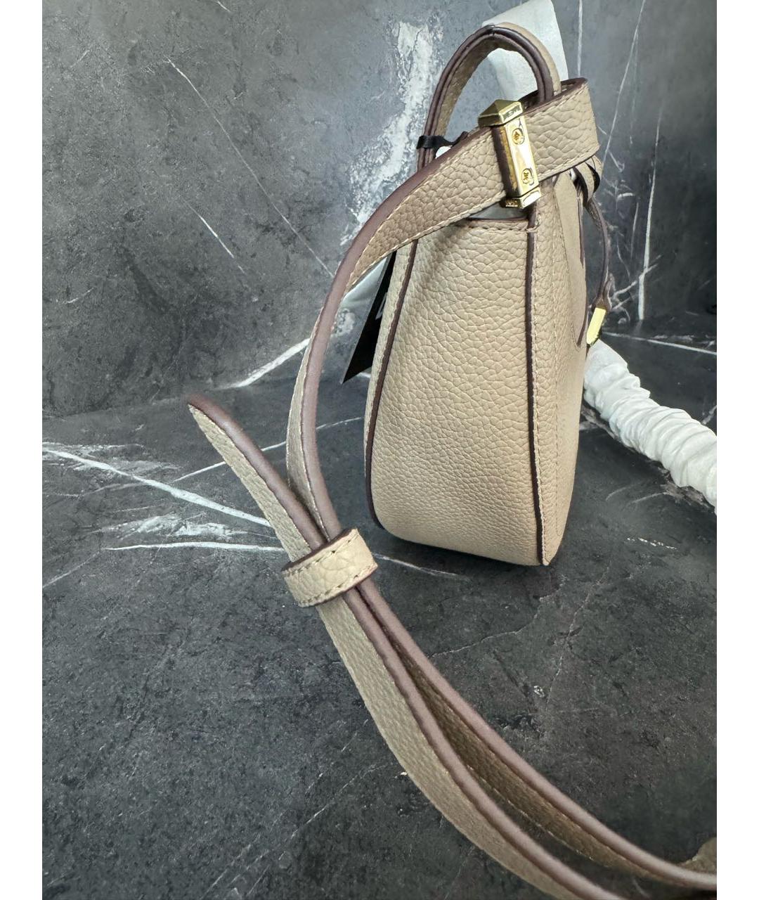 DKNY Бежевая кожаная сумка через плечо, фото 2