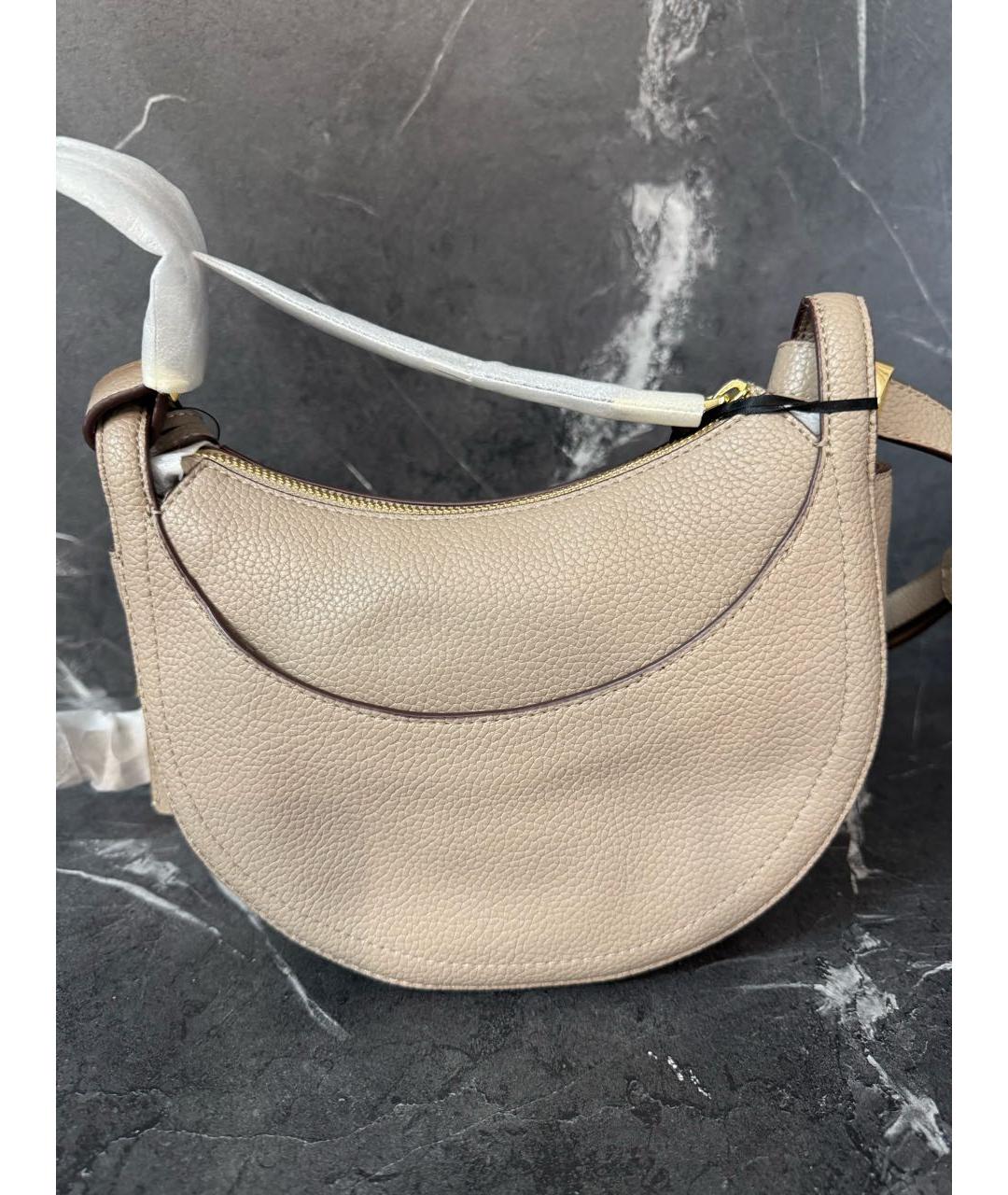 DKNY Бежевая кожаная сумка через плечо, фото 3