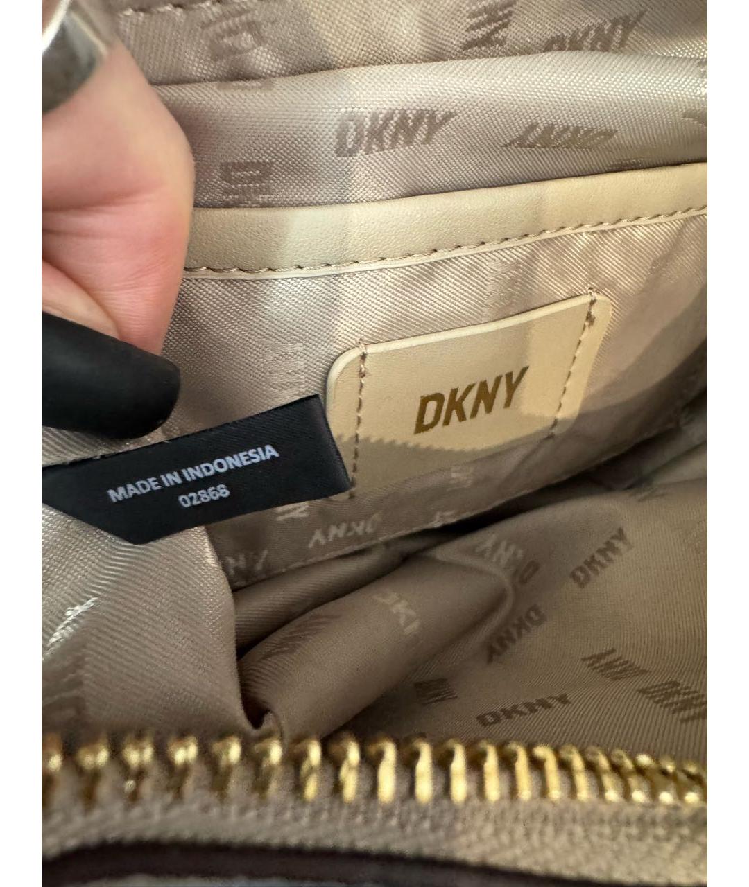 DKNY Бежевая кожаная сумка через плечо, фото 5