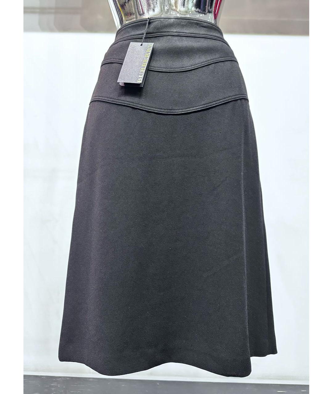 BURBERRY Черная ацетатная юбка миди, фото 2