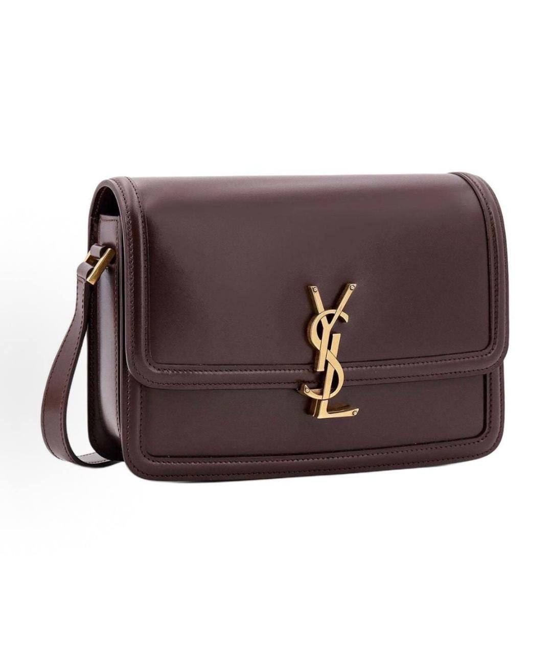 SAINT LAURENT Бордовая кожаная сумка через плечо, фото 2