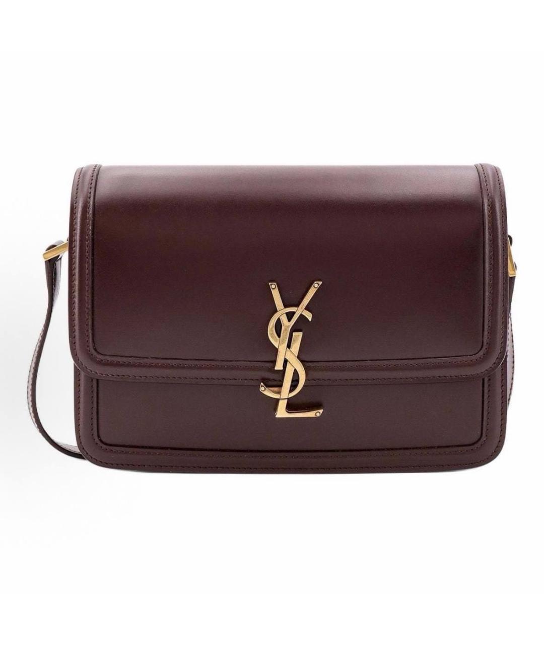 SAINT LAURENT Бордовая кожаная сумка через плечо, фото 5