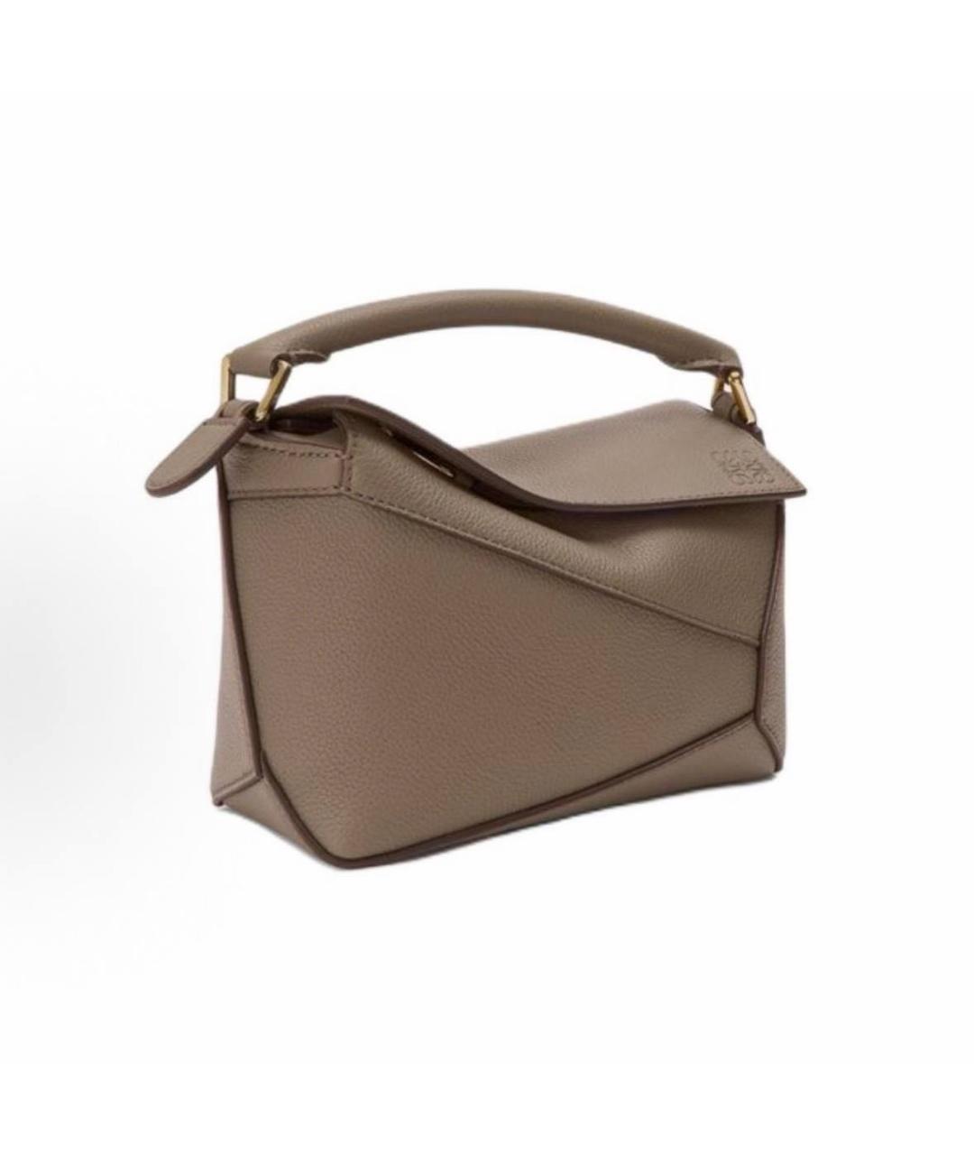 LOEWE Серая кожаная сумка с короткими ручками, фото 2