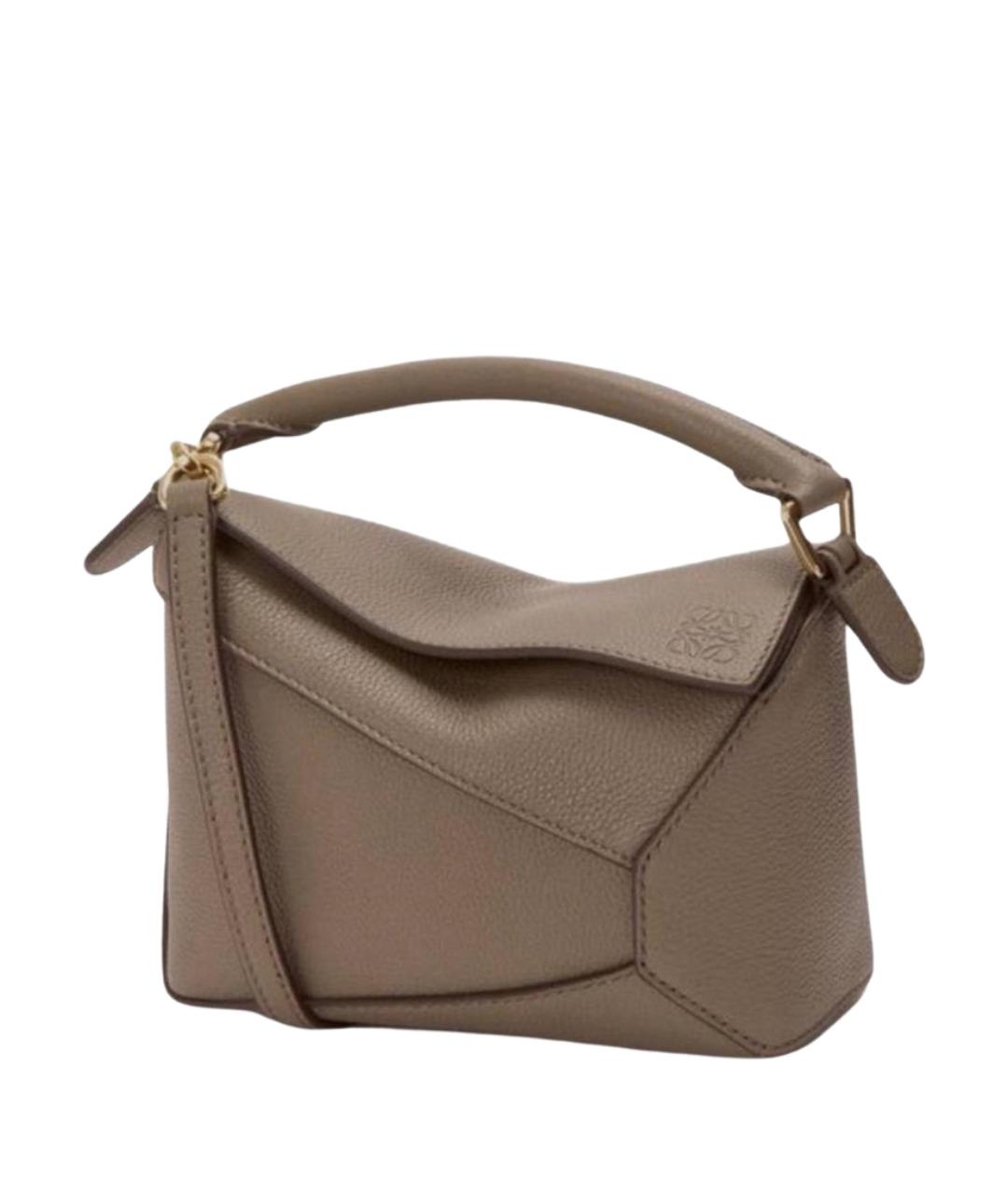 LOEWE Серая кожаная сумка с короткими ручками, фото 1