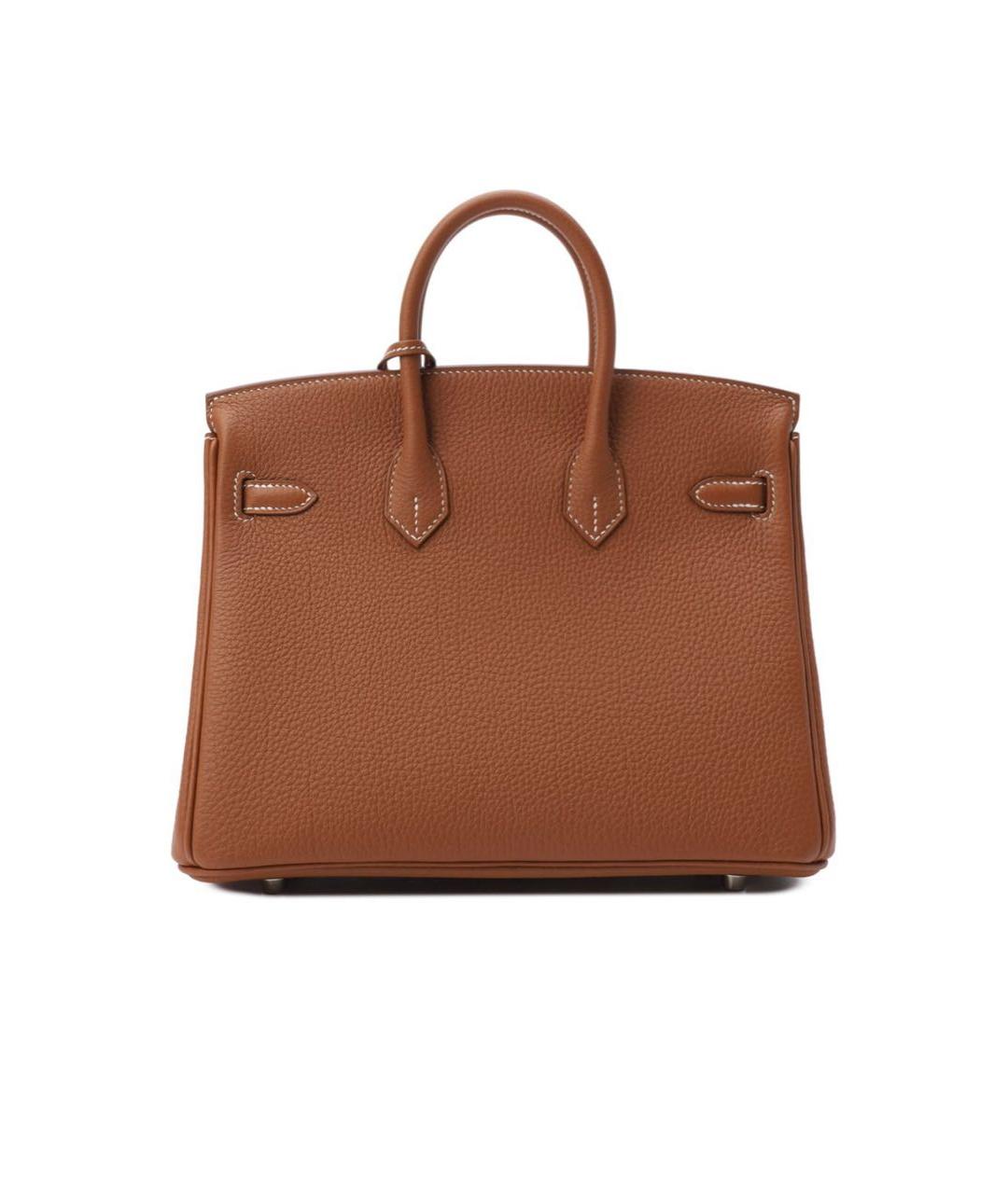 HERMES Золотая кожаная сумка с короткими ручками, фото 3