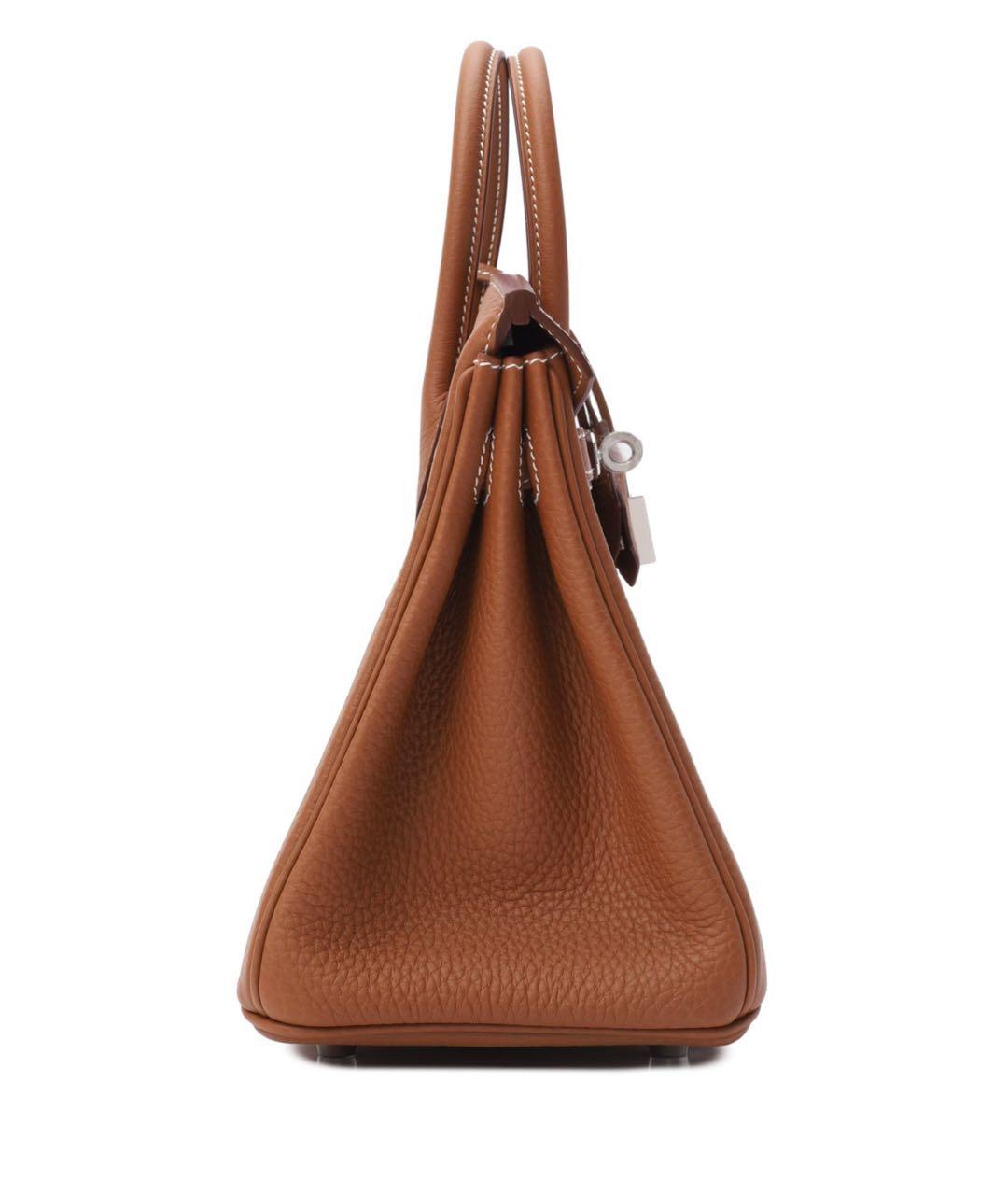 HERMES Золотая кожаная сумка с короткими ручками, фото 2