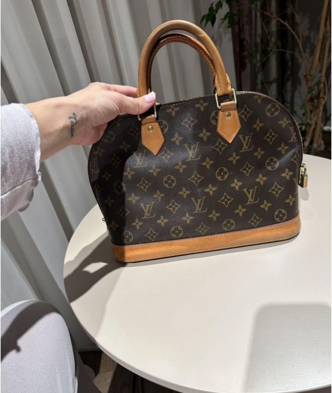 LOUIS VUITTON Коричневая кожаная сумка с короткими ручками, фото 2