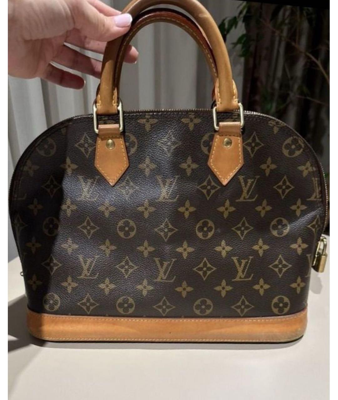 LOUIS VUITTON Коричневая кожаная сумка с короткими ручками, фото 3