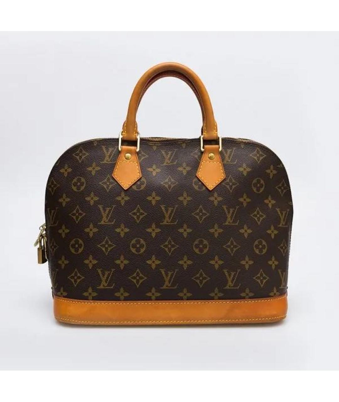 LOUIS VUITTON Коричневая кожаная сумка с короткими ручками, фото 4