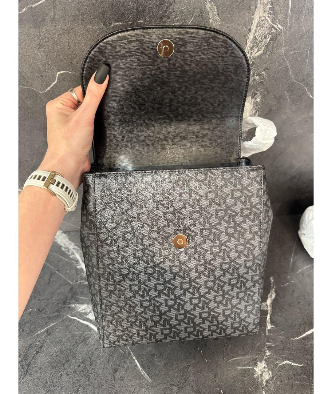 DKNY Черный рюкзак из искусственной кожи, фото 5