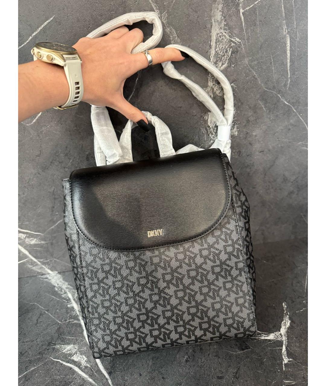 DKNY Черный рюкзак из искусственной кожи, фото 9