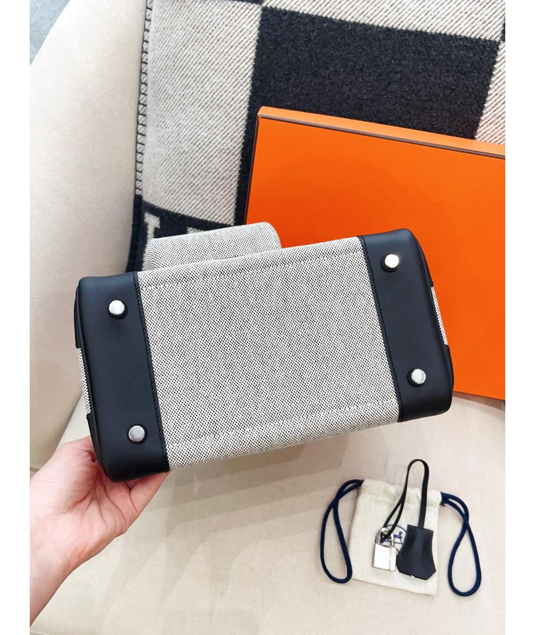 HERMES Белая деним сумка с короткими ручками, фото 5