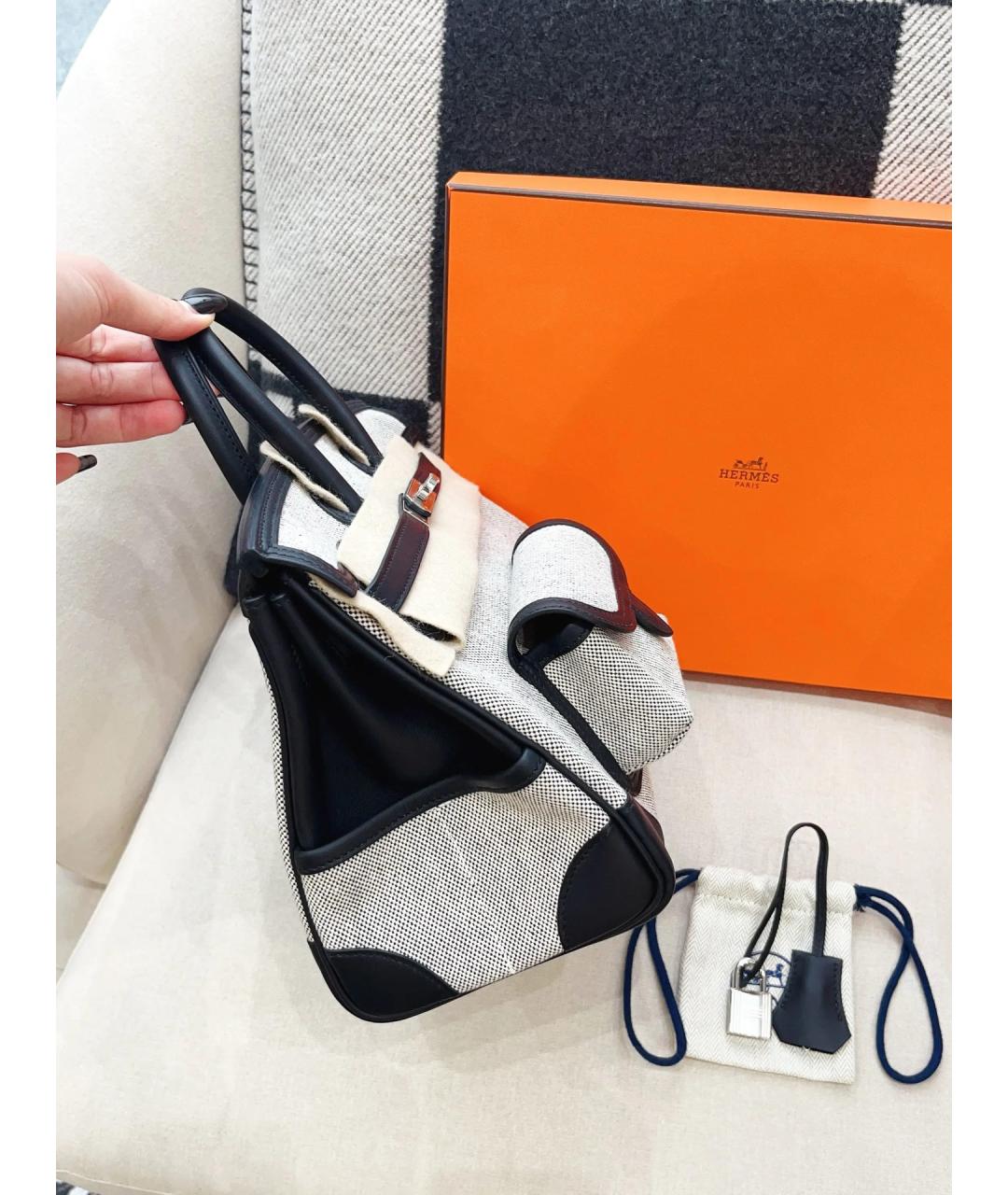 HERMES Белая деним сумка с короткими ручками, фото 3