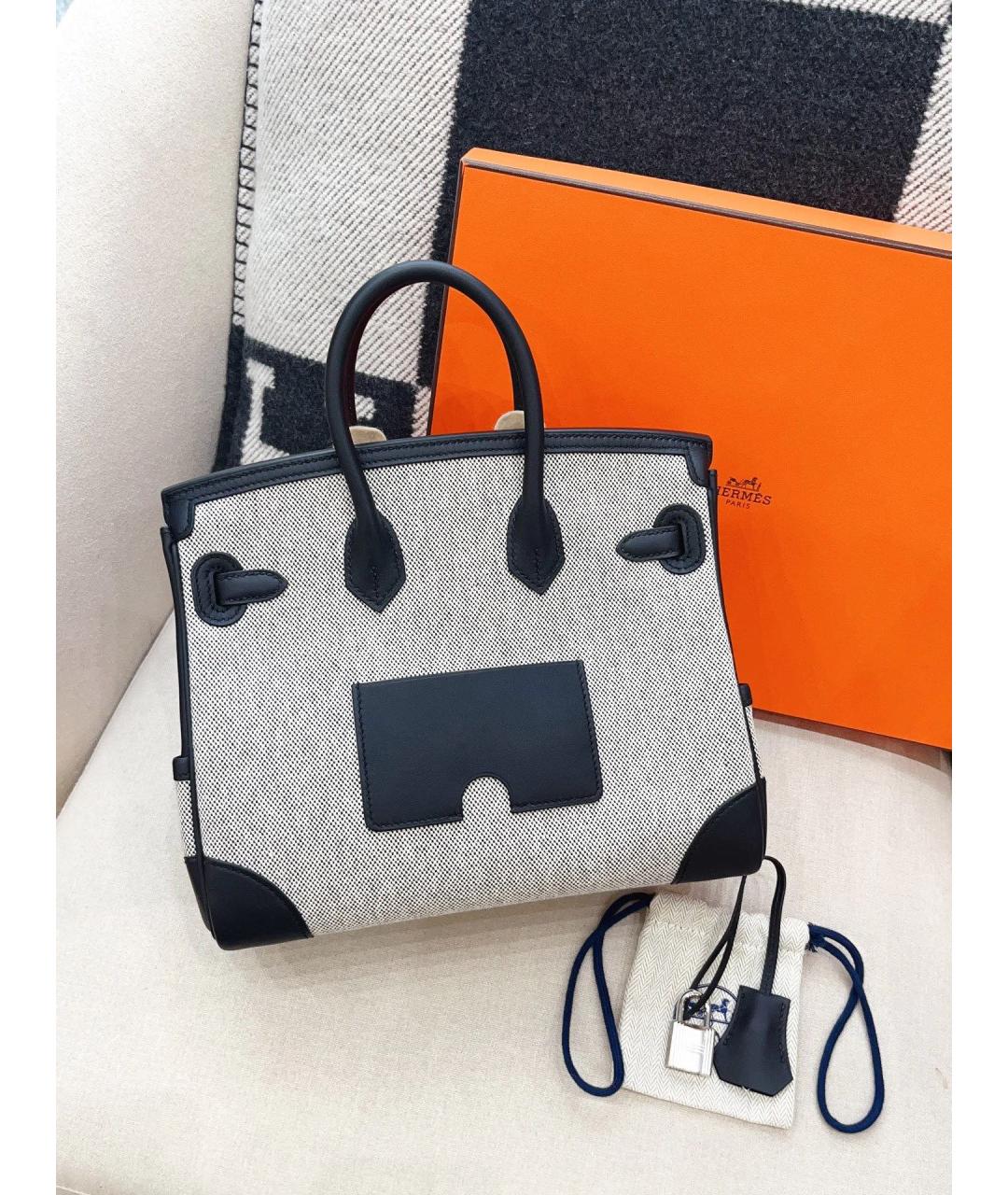 HERMES Белая деним сумка с короткими ручками, фото 2