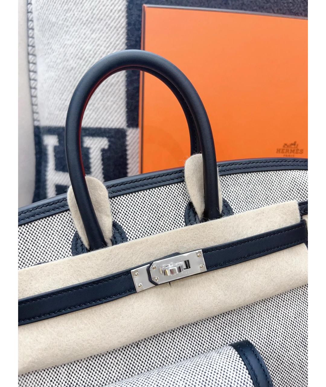 HERMES Белая деним сумка с короткими ручками, фото 6