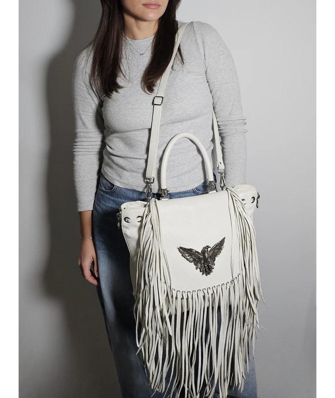 PHILIPP PLEIN Белая кожаная сумка через плечо, фото 3