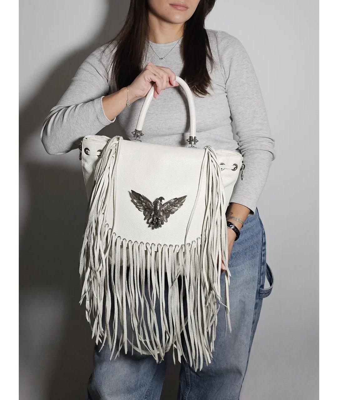 PHILIPP PLEIN Белая кожаная сумка через плечо, фото 4