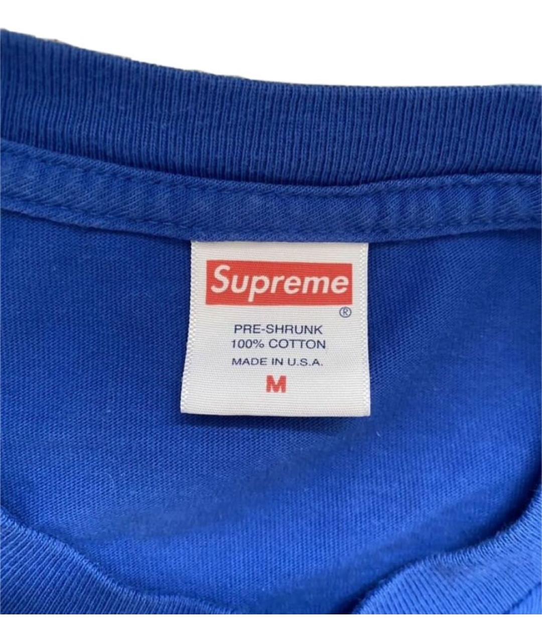 SUPREME Синяя хлопковая футболка, фото 4