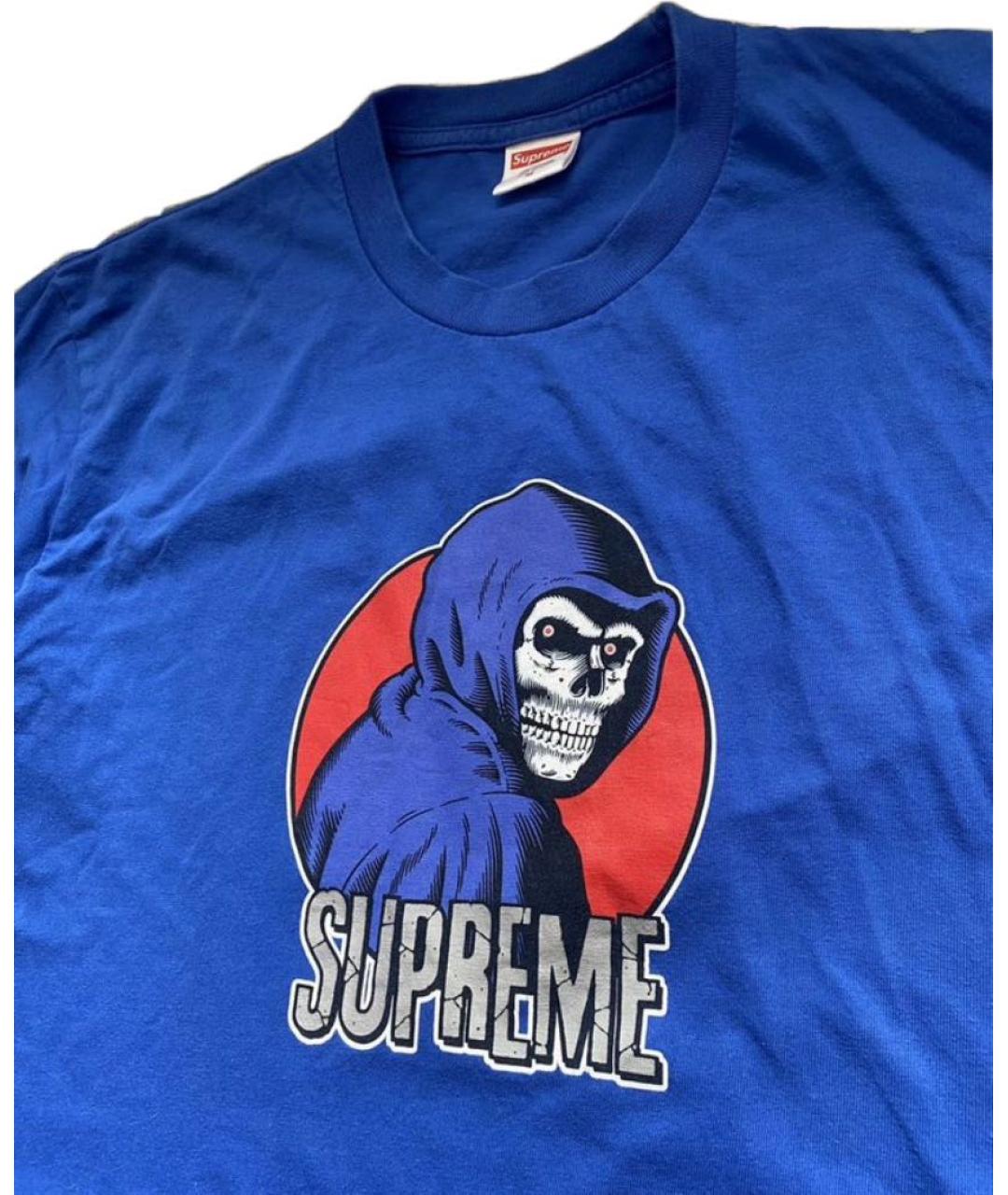 SUPREME Синяя хлопковая футболка, фото 3