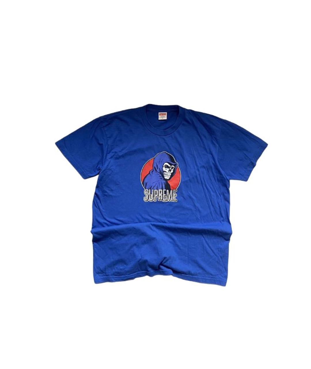 SUPREME Синяя хлопковая футболка, фото 2