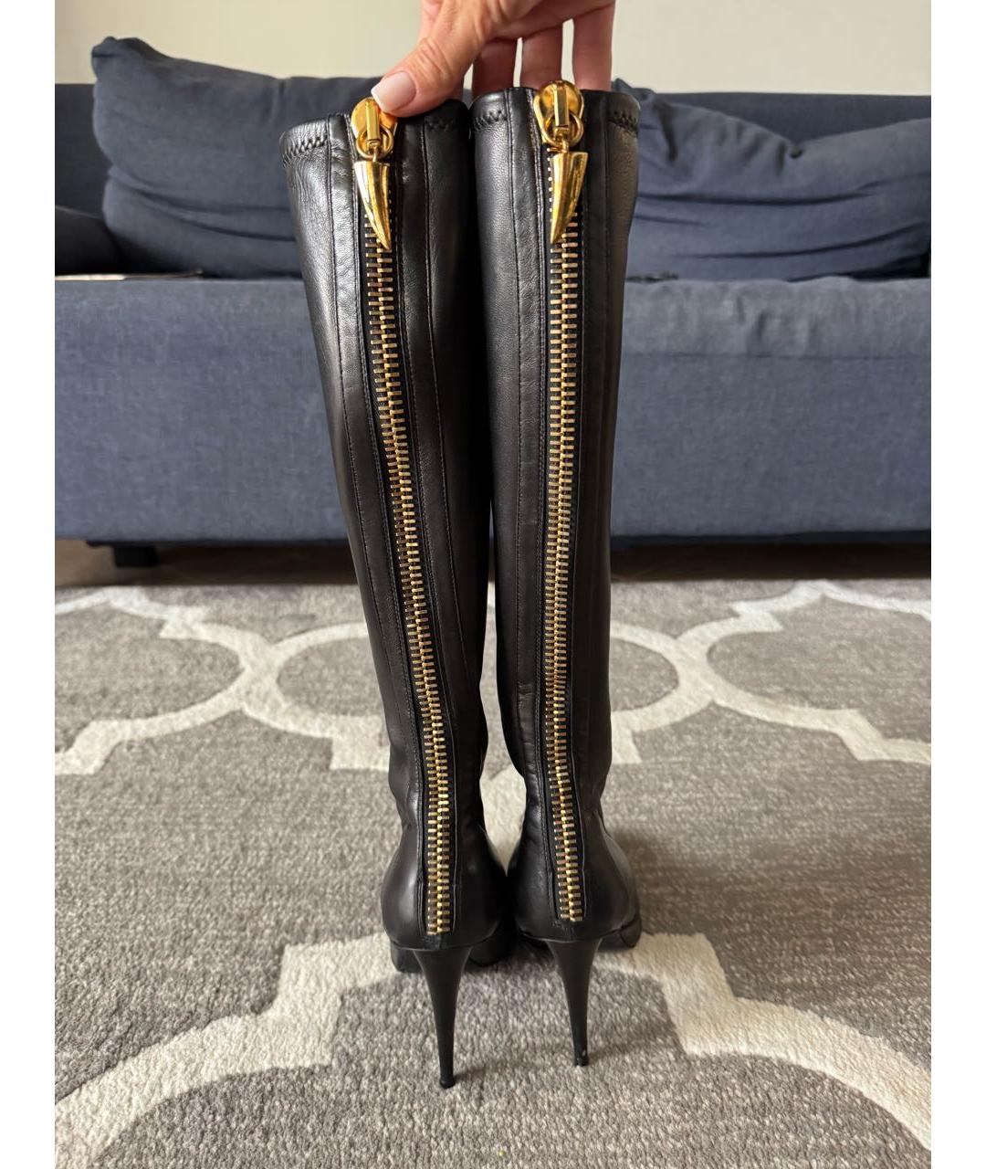 GIUSEPPE ZANOTTI DESIGN Черные кожаные сапоги, фото 3