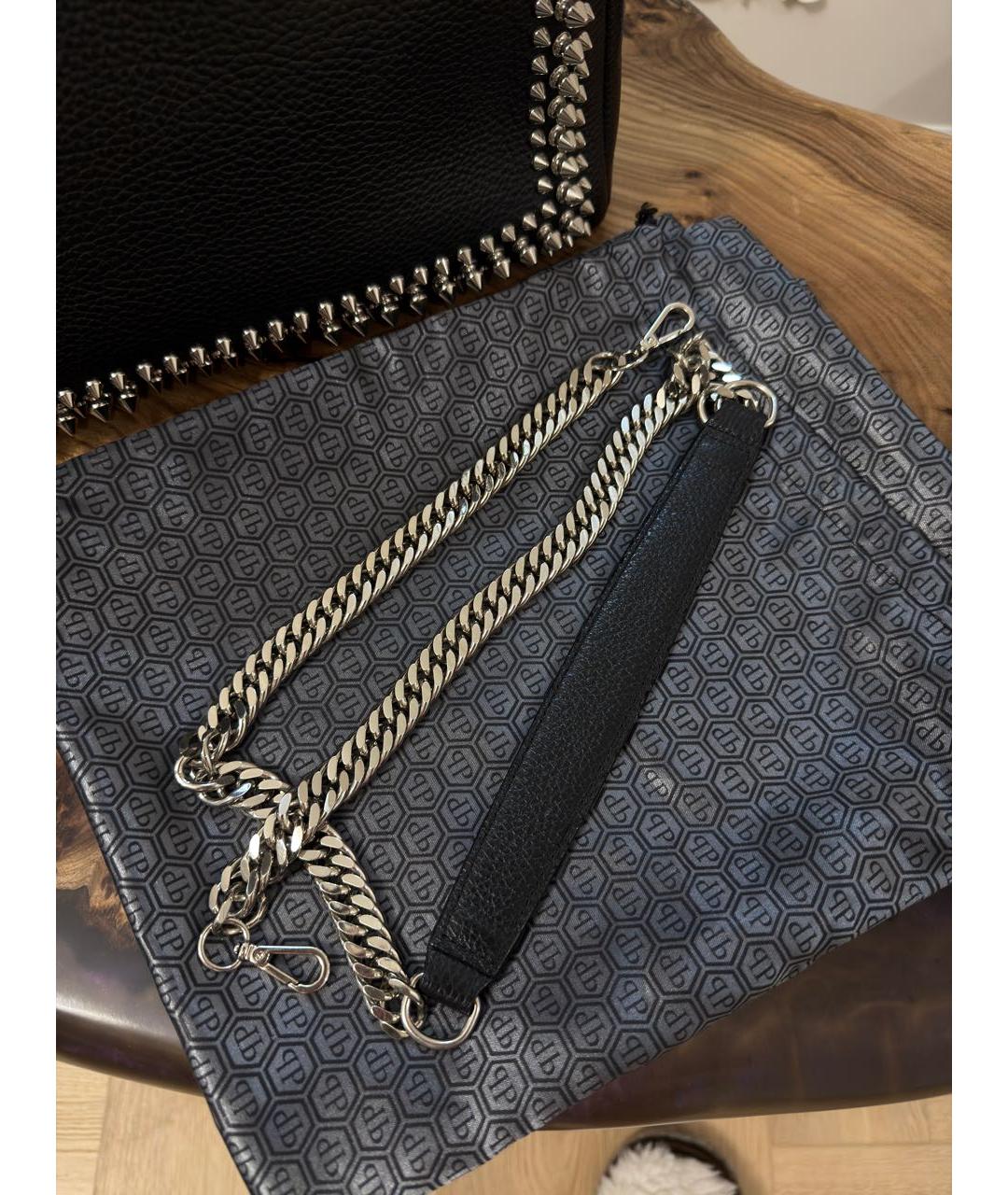 PHILIPP PLEIN Черная кожаная сумка тоут, фото 7