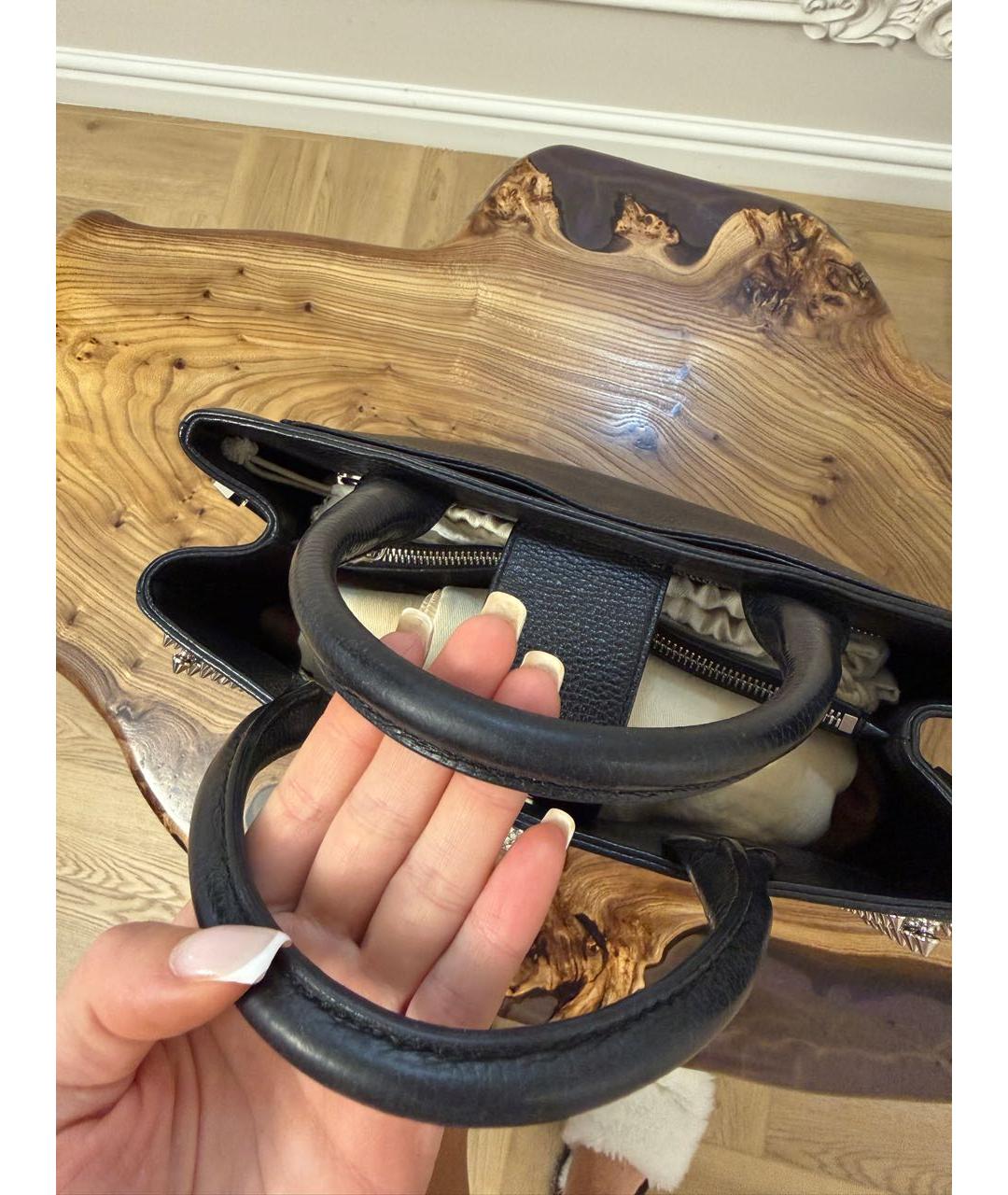 PHILIPP PLEIN Черная кожаная сумка тоут, фото 5