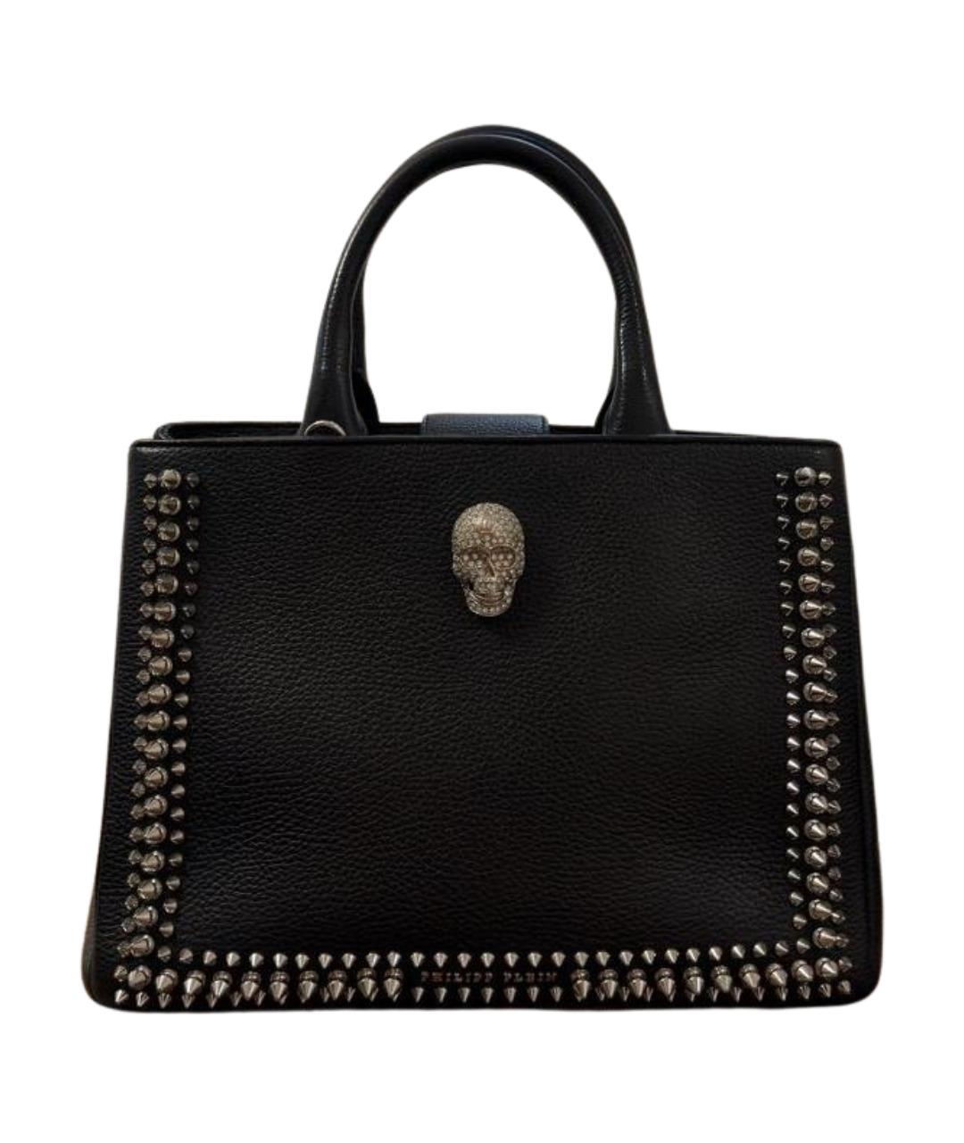 PHILIPP PLEIN Черная кожаная сумка тоут, фото 1
