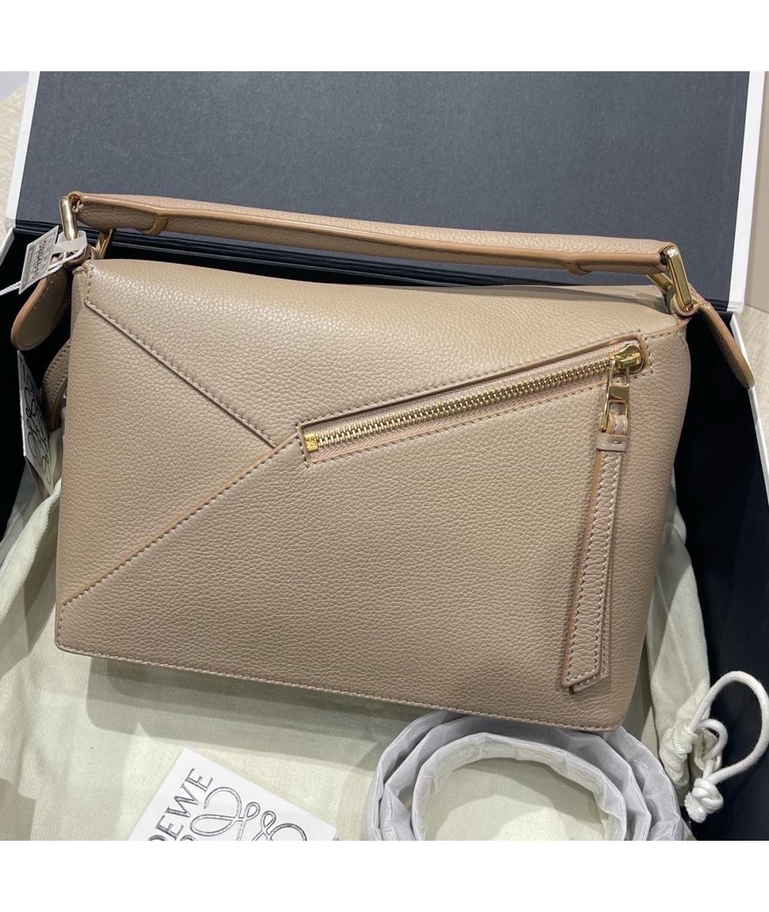 LOEWE Бежевая кожаная сумка через плечо, фото 3