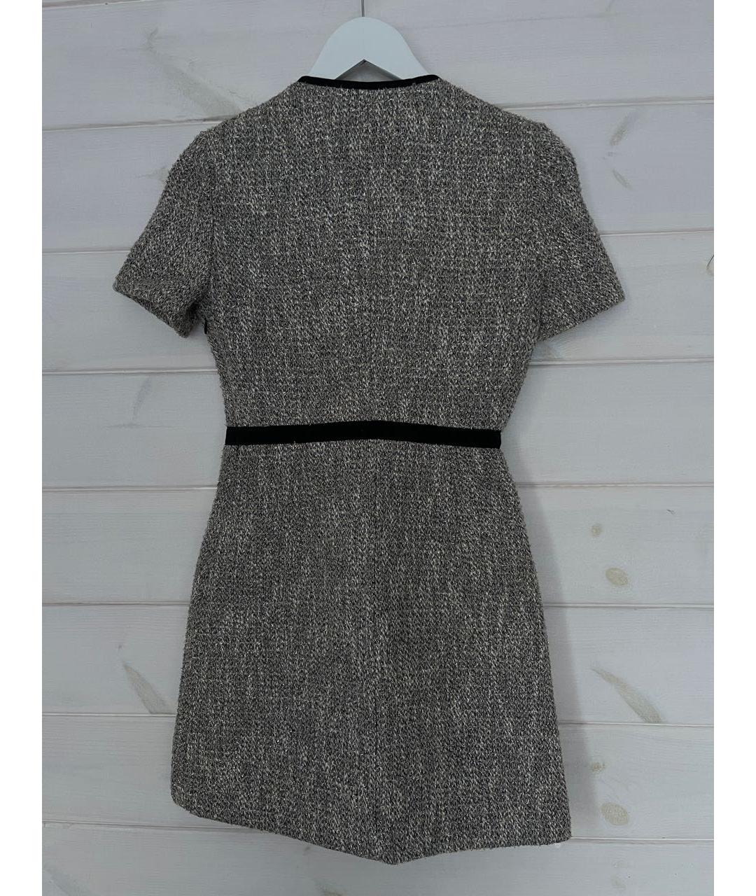 MAJE Серебряное твидовое коктейльное платье, фото 2