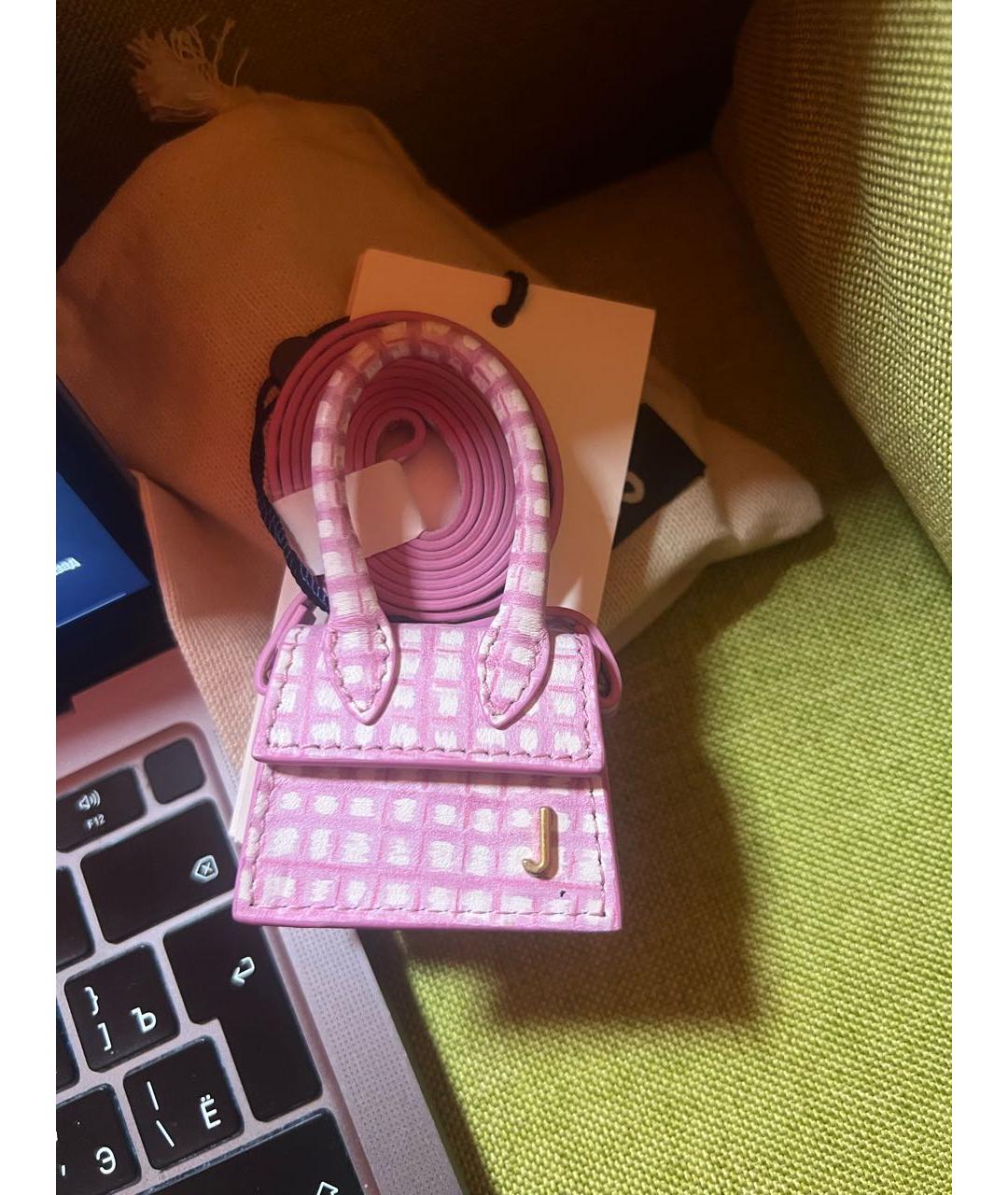 JACQUEMUS Розовая кожаная сумка через плечо, фото 5
