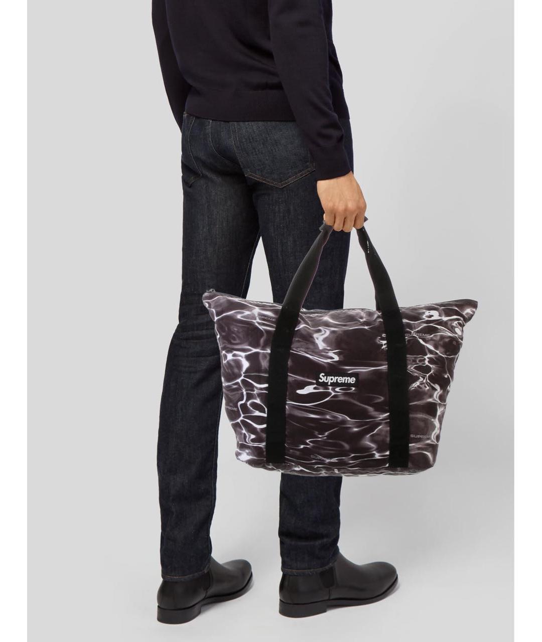 SUPREME Черная синтетическая сумка тоут, фото 4