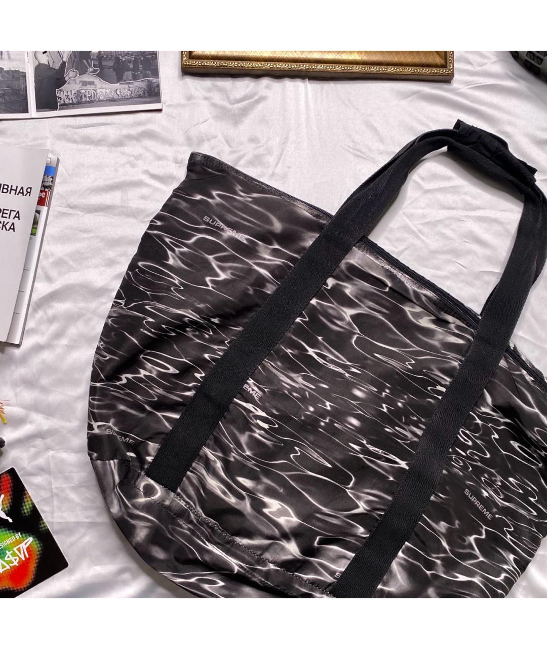 SUPREME Черная синтетическая сумка тоут, фото 7