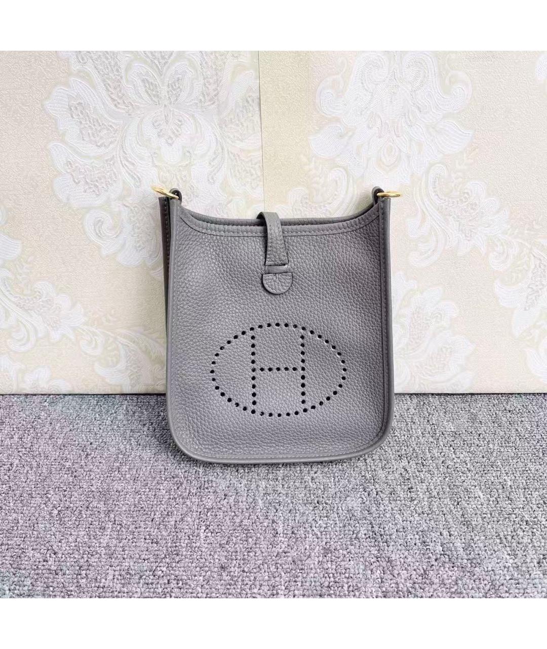 HERMES Серая кожаная сумка через плечо, фото 2
