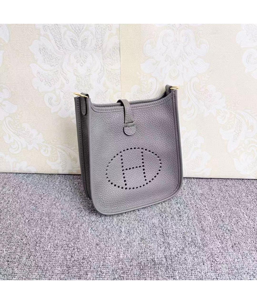HERMES Серая кожаная сумка через плечо, фото 5