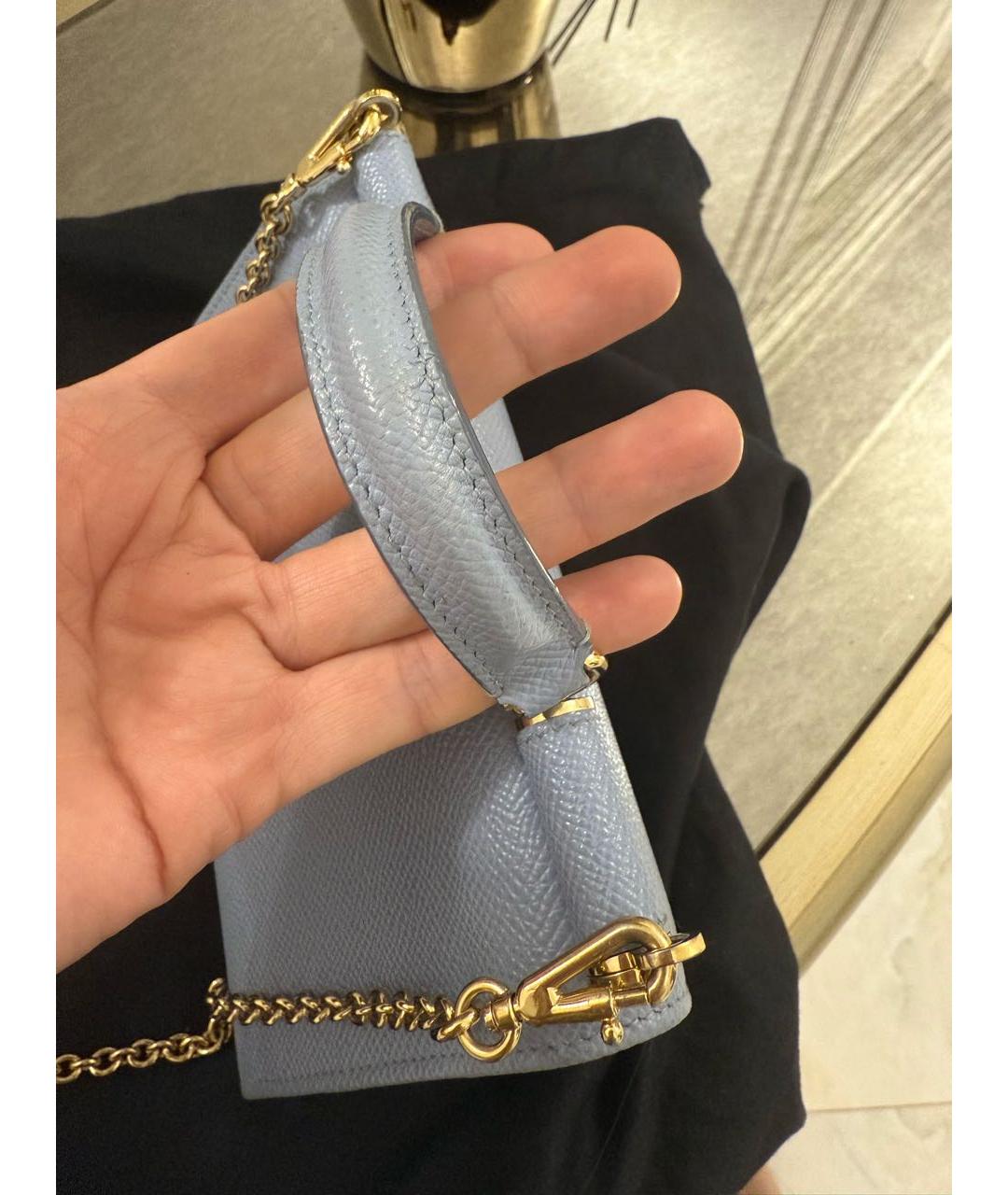 DOLCE&GABBANA Голубая кожаная сумка через плечо, фото 3