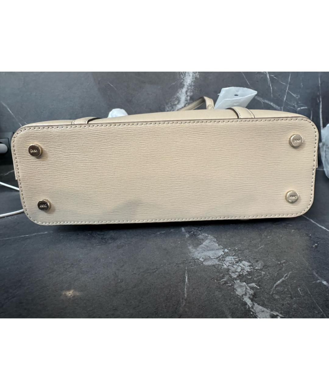 DKNY Бежевая кожаная сумка тоут, фото 4