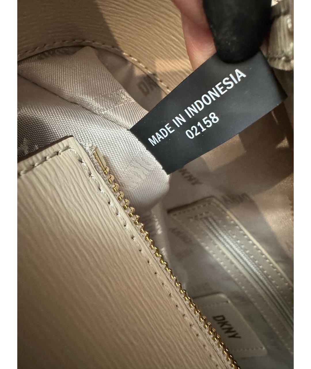 DKNY Бежевая кожаная сумка тоут, фото 6