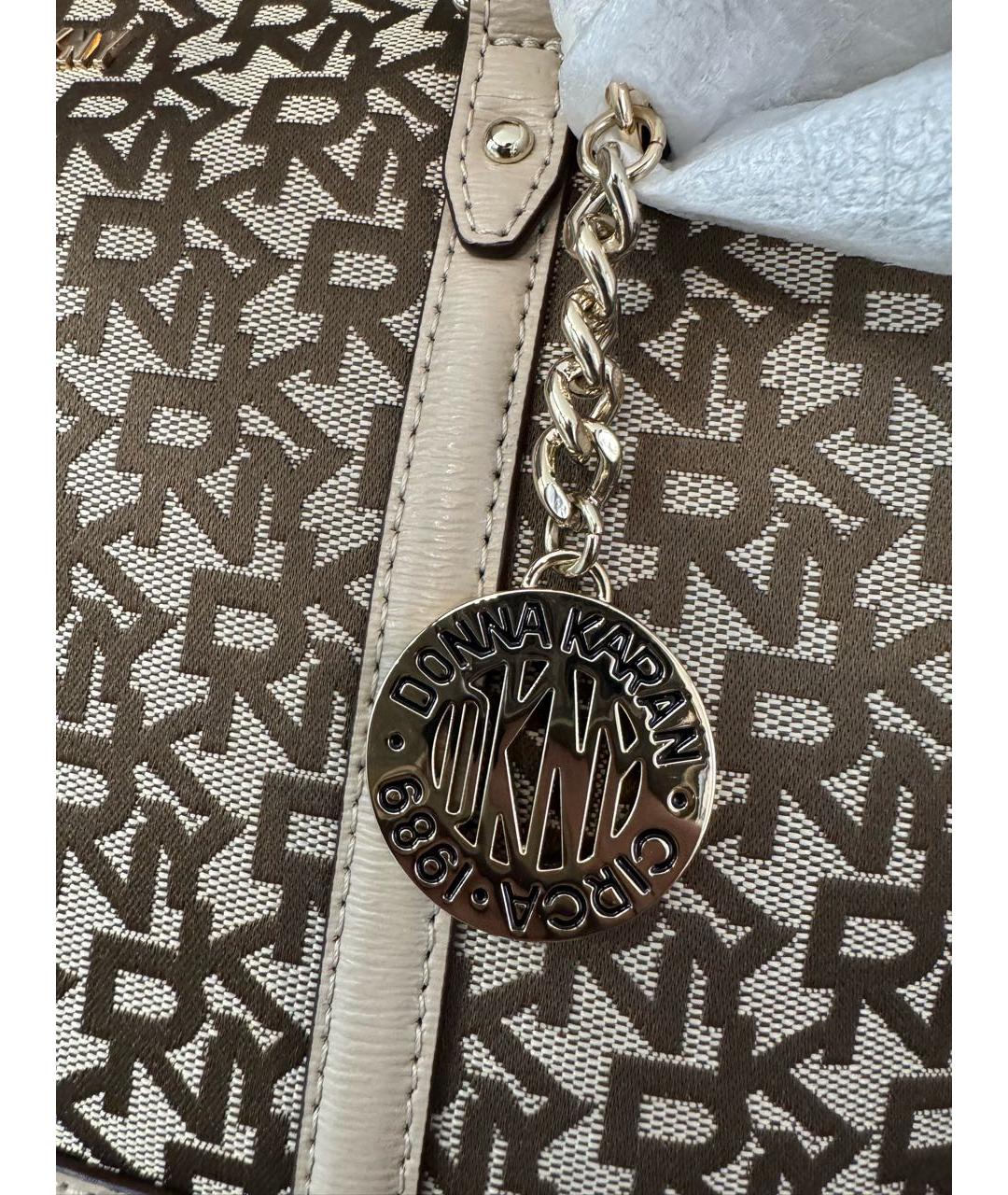 DKNY Бежевая кожаная сумка тоут, фото 7