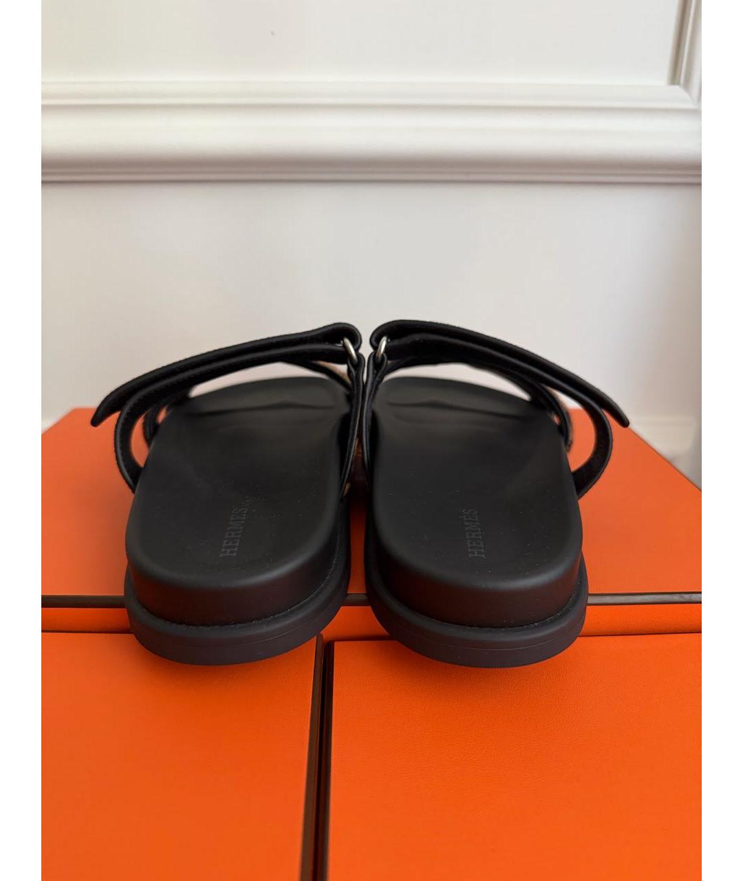 HERMES Коричневые замшевые шлепанцы, фото 4