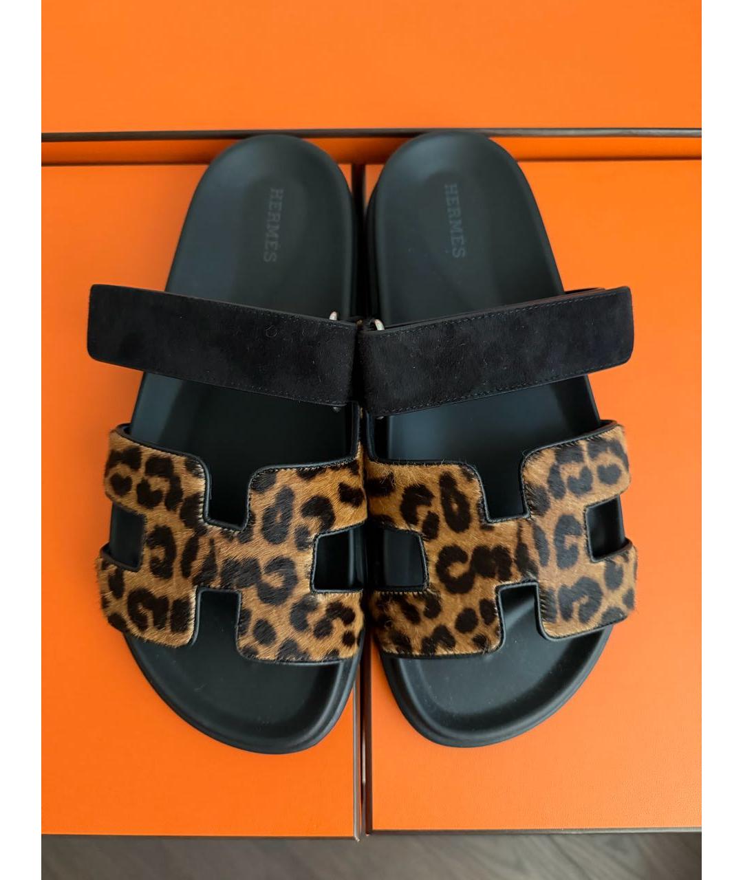 HERMES Коричневые замшевые шлепанцы, фото 2